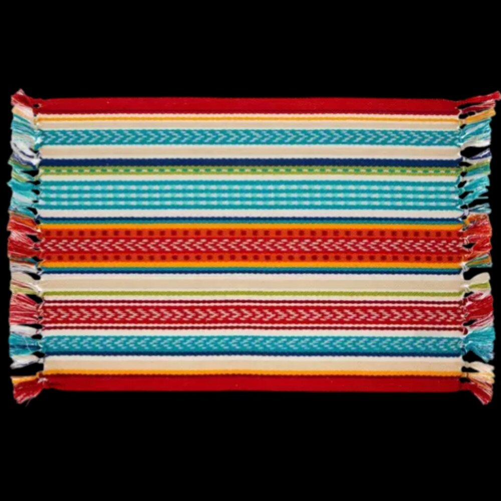 Market Square Baja Southwestern Striped Cloth Placemats Set of 4 NWT